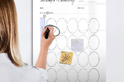 Magnetisch memobord van glas voor aan de muur 30-dagenplanner