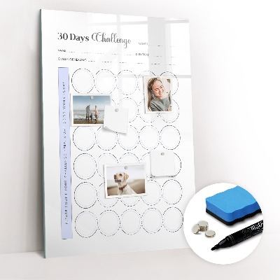 Magnetisch memobord van glas voor aan de muur 30-dagenplanner