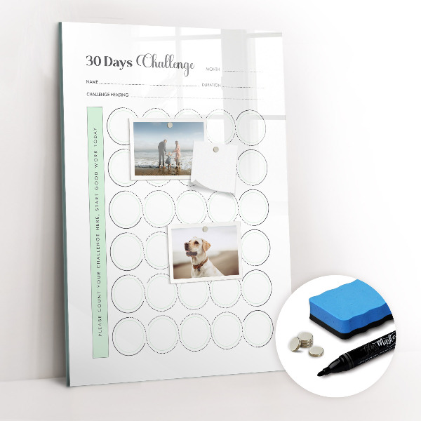 Glazen magneetbord met decoratieve print Uitdagingsplanner