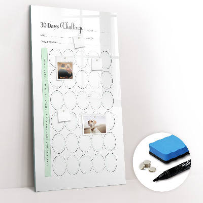 Glazen magneetbord met decoratieve print Uitdagingsplanner