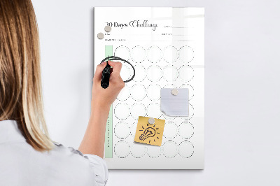 Glazen magneetbord met decoratieve print Uitdagingsplanner