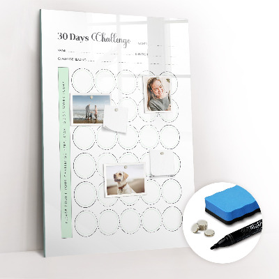 Glazen magneetbord met decoratieve print Uitdagingsplanner