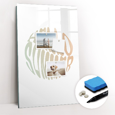 Wandbord van glas magnetisch en uitwisbaar Het opschrift Hallo Zomer