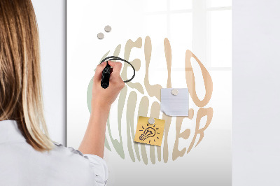 Wandbord van glas magnetisch en uitwisbaar Het opschrift Hallo Zomer