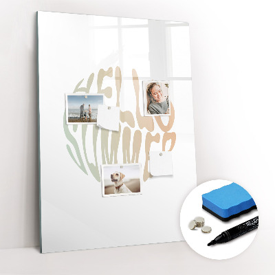 Wandbord van glas magnetisch en uitwisbaar Het opschrift Hallo Zomer