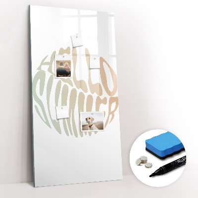 Wandbord van glas magnetisch en uitwisbaar Het opschrift Hallo Zomer