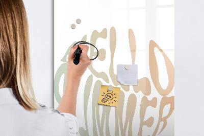 Wandbord van glas magnetisch en uitwisbaar Het opschrift Hallo Zomer