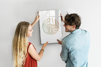 Wandbord van glas magnetisch en uitwisbaar Het opschrift Hallo Zomer