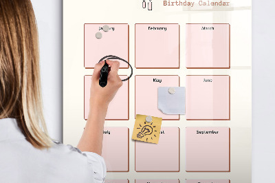 Magnetisch memobord van glas voor aan de muur Verjaardagskalender