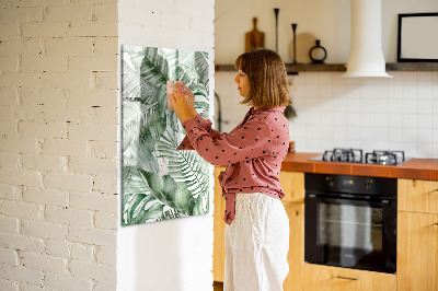 Glazen magneetbord met decoratieve print Aquarelbladeren