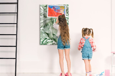 Glazen magneetbord met decoratieve print Aquarelbladeren