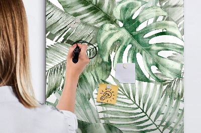 Glazen magneetbord met decoratieve print Aquarelbladeren