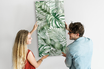 Glazen magneetbord met decoratieve print Aquarelbladeren