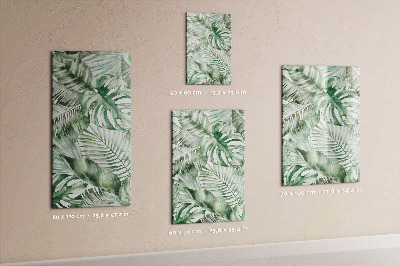 Glazen magneetbord met decoratieve print Aquarelbladeren