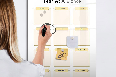 Wandbord van glas magnetisch en uitwisbaar Jaarplanner