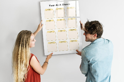 Wandbord van glas magnetisch en uitwisbaar Jaarplanner