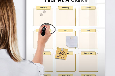Wandbord van glas magnetisch en uitwisbaar Jaarplanner
