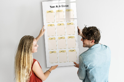Wandbord van glas magnetisch en uitwisbaar Jaarplanner