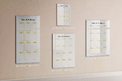 Wandbord van glas magnetisch en uitwisbaar Jaarplanner