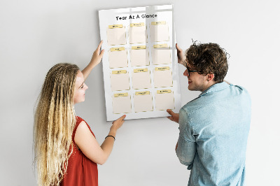 Wandbord van glas magnetisch en uitwisbaar Jaarplanner