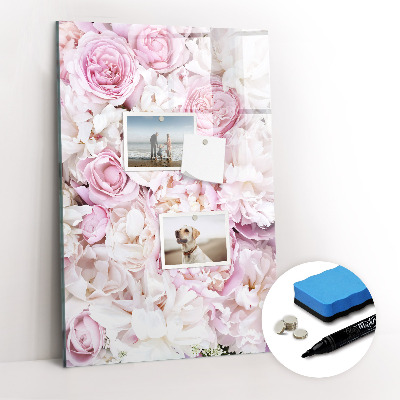 Wandbord van glas magnetisch en uitwisbaar Bloemen rozen
