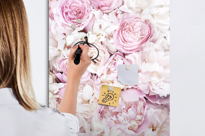 Wandbord van glas magnetisch en uitwisbaar Bloemen rozen