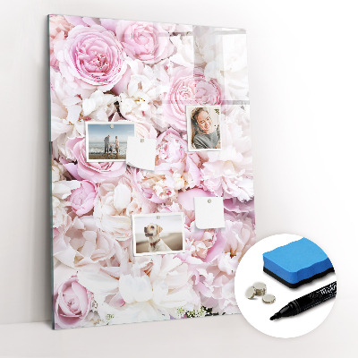 Wandbord van glas magnetisch en uitwisbaar Bloemen rozen