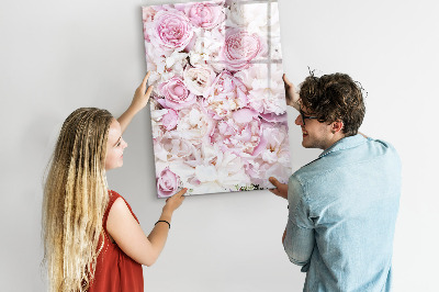 Wandbord van glas magnetisch en uitwisbaar Bloemen rozen