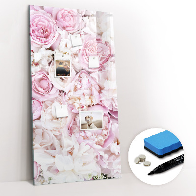 Wandbord van glas magnetisch en uitwisbaar Bloemen rozen