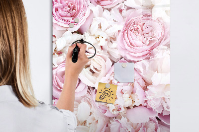 Wandbord van glas magnetisch en uitwisbaar Bloemen rozen