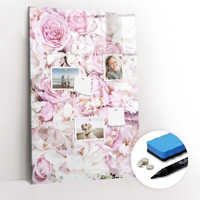 Wandbord van glas magnetisch en uitwisbaar Bloemen rozen