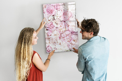 Wandbord van glas magnetisch en uitwisbaar Bloemen rozen