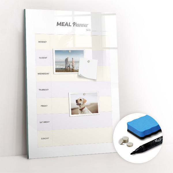 Glazen magneetbord met decoratieve print Maaltijdplanner
