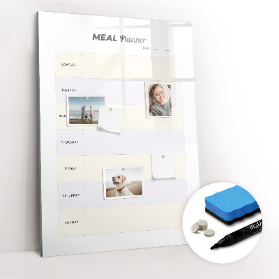Glazen magneetbord met decoratieve print Maaltijdplanner