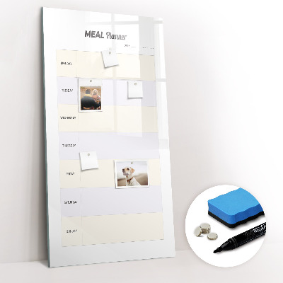 Glazen magneetbord met decoratieve print Maaltijdplanner