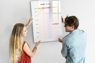 Wandbord van glas magnetisch en uitwisbaar Maaltijdplanner