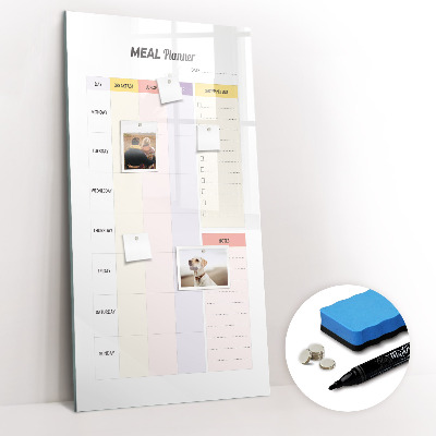 Wandbord van glas magnetisch en uitwisbaar Maaltijdplanner