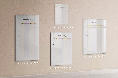 Magnetisch memobord van glas voor aan de muur Maaltijdplanner
