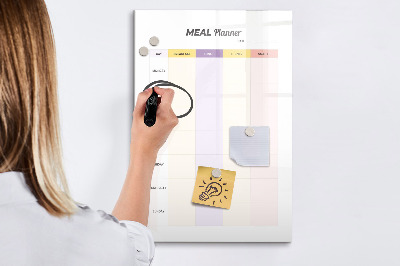 Magnetisch memobord van glas voor aan de muur Maaltijdplanner