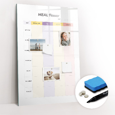 Magnetisch memobord van glas voor aan de muur Maaltijdplanner