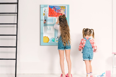 Magnetisch memobord van glas voor aan de muur Galactische Planner