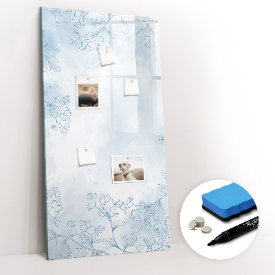 Glazen magneetbord met decoratieve print Bloemenschets