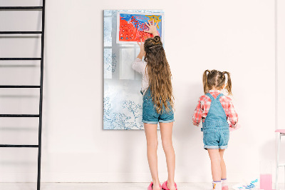 Glazen magneetbord met decoratieve print Bloemenschets