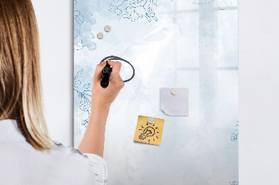 Glazen magneetbord met decoratieve print Bloemenschets