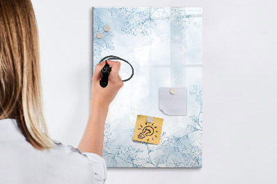 Glazen magneetbord met decoratieve print Bloemenschets
