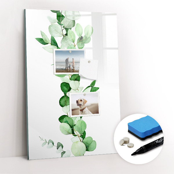 Wandbord van glas magnetisch en uitwisbaar Biezenbladeren