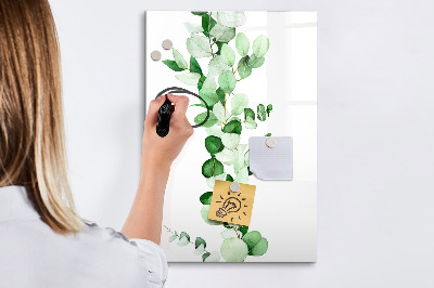 Wandbord van glas magnetisch en uitwisbaar Biezenbladeren