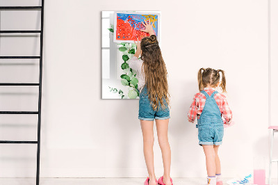 Wandbord van glas magnetisch en uitwisbaar Biezenbladeren