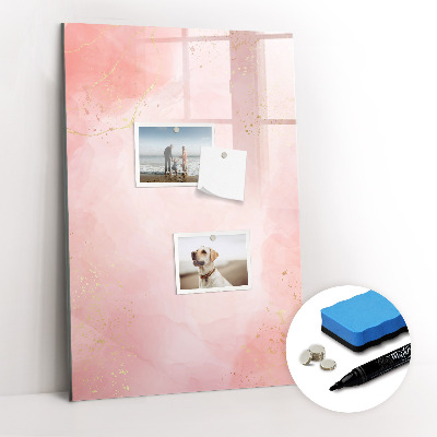 Magnetisch memobord van glas voor aan de muur Roze marmer
