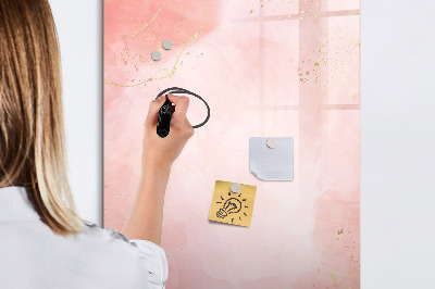 Magnetisch memobord van glas voor aan de muur Roze marmer